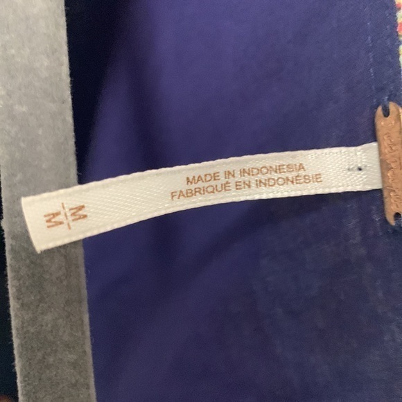 Free People Blouse Navy Yellow‎ Pink Size Medium - Picture 7 of 9